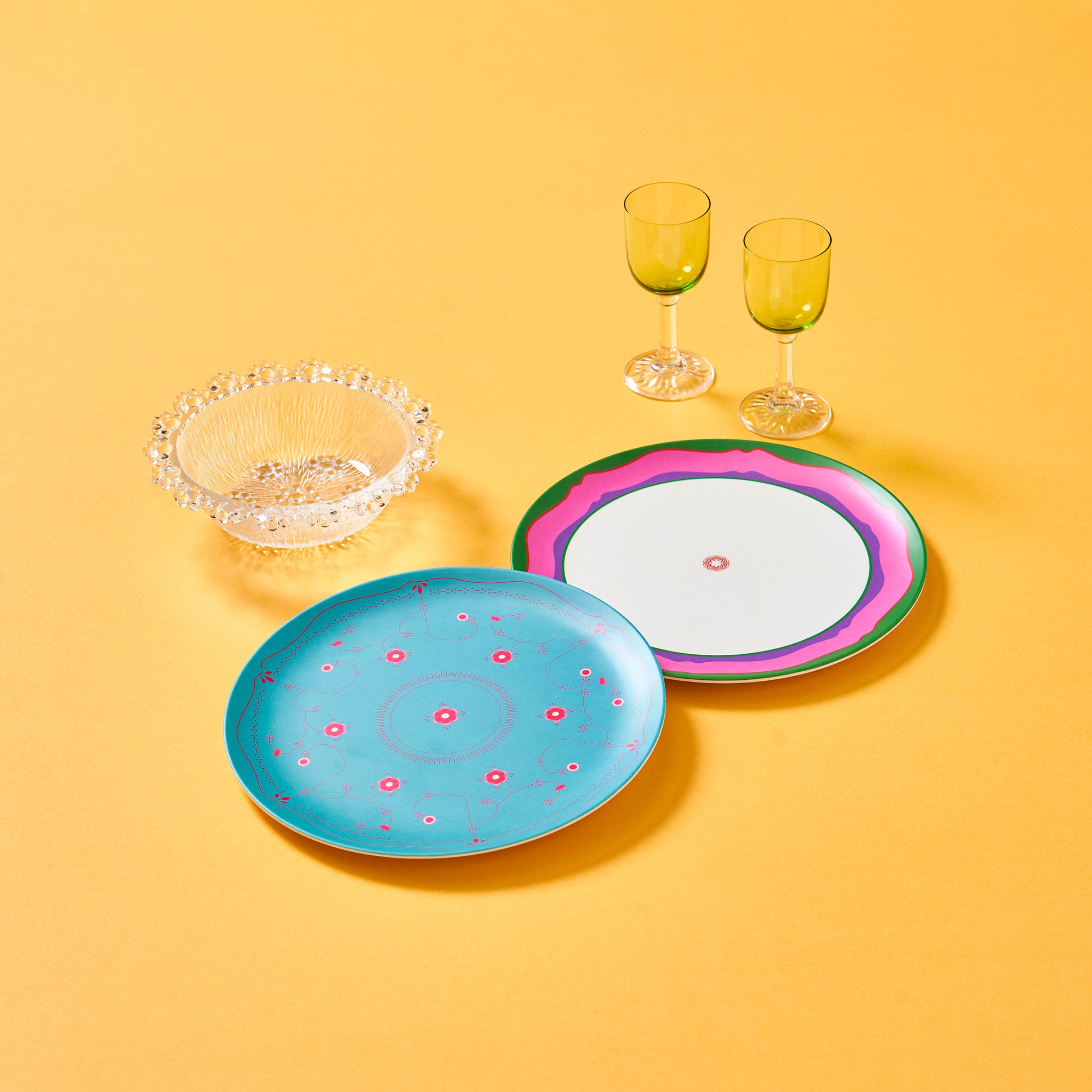 MITSUKO:Side Plate / Pink Wavy Rim (φ20cm)