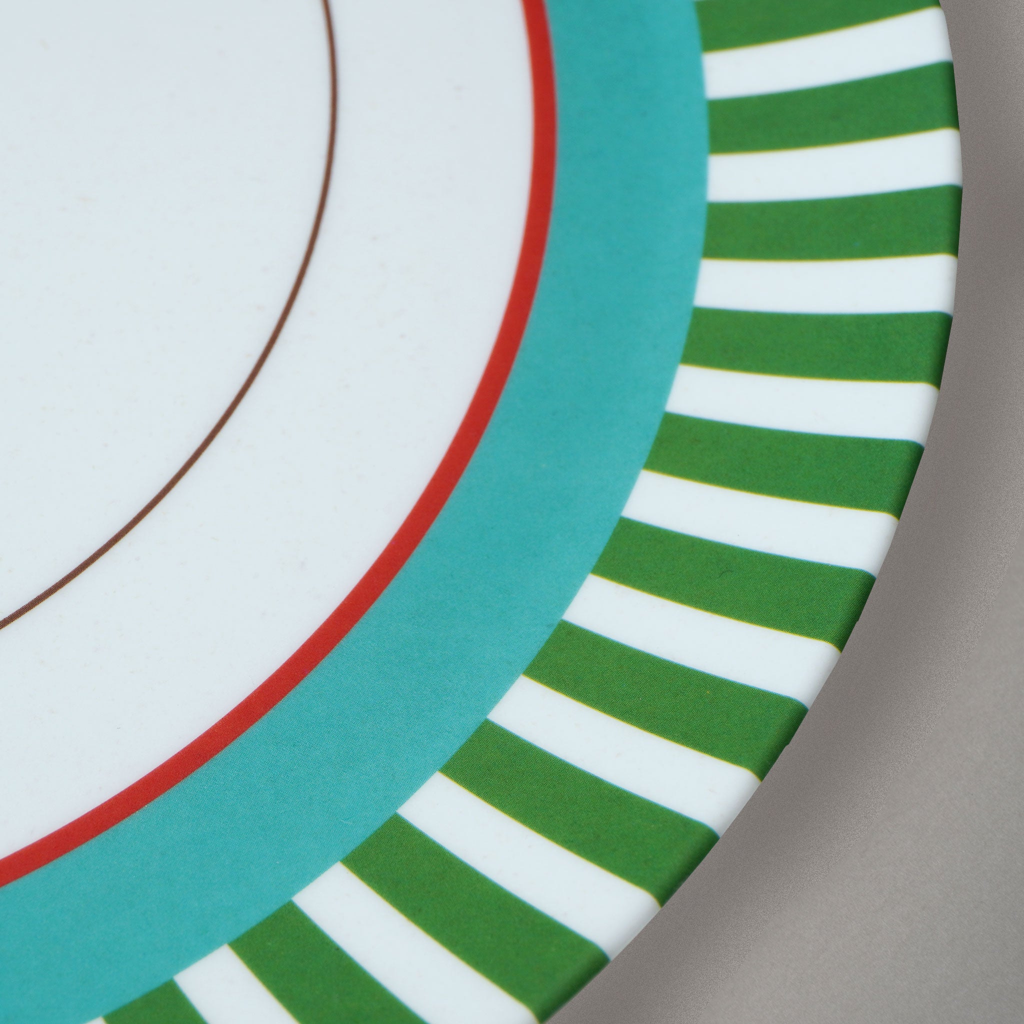 MITSUKO:Dinner Plate / Green Stripe Rim (φ25cm)