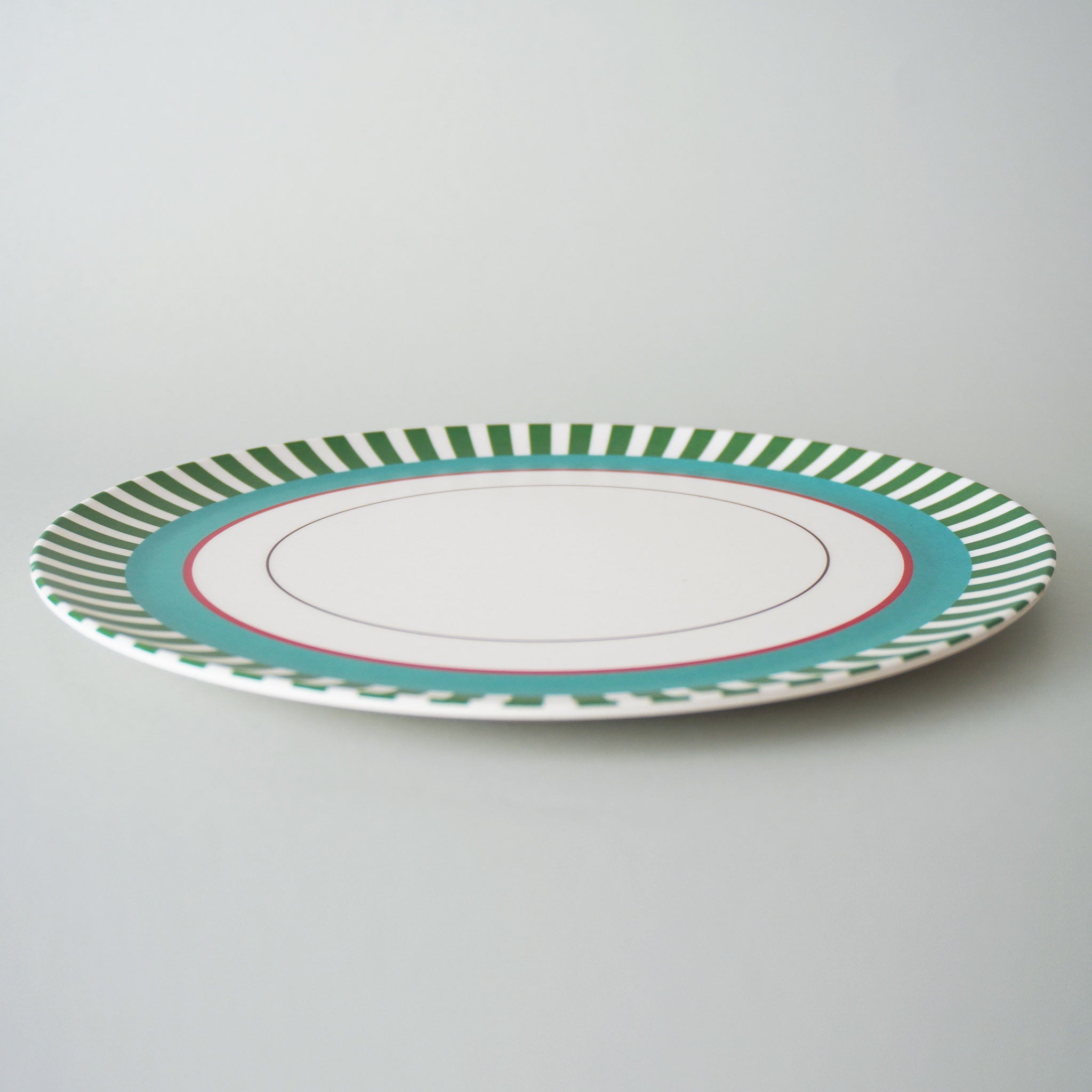 MITSUKO:Dinner Plate / Green Stripe Rim (φ25cm)