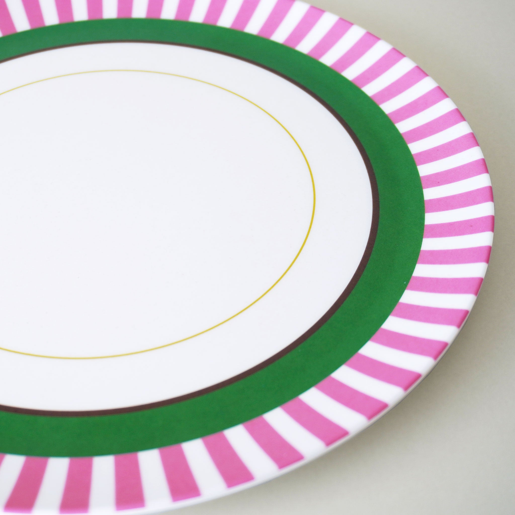 MITSUKO:Dinner Plate / Pink Stripe Rim (φ25cm)