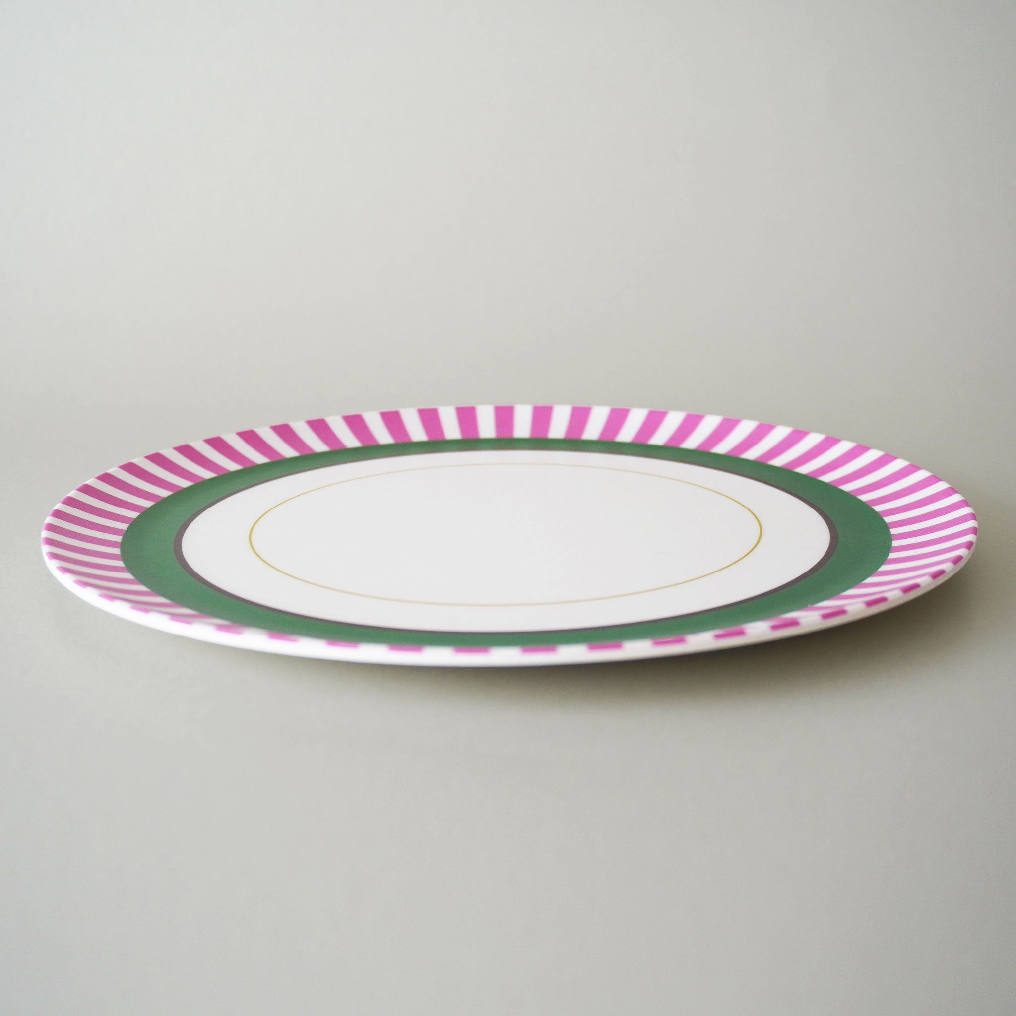 MITSUKO:Dinner Plate / Pink Stripe Rim (φ25cm)