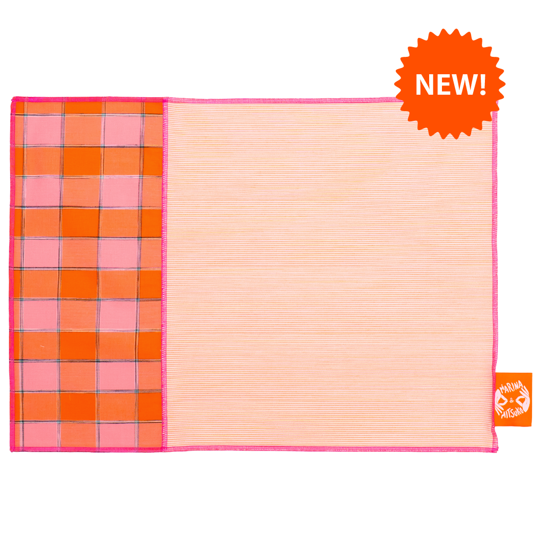 Placemat : BISHU / Check+Orange