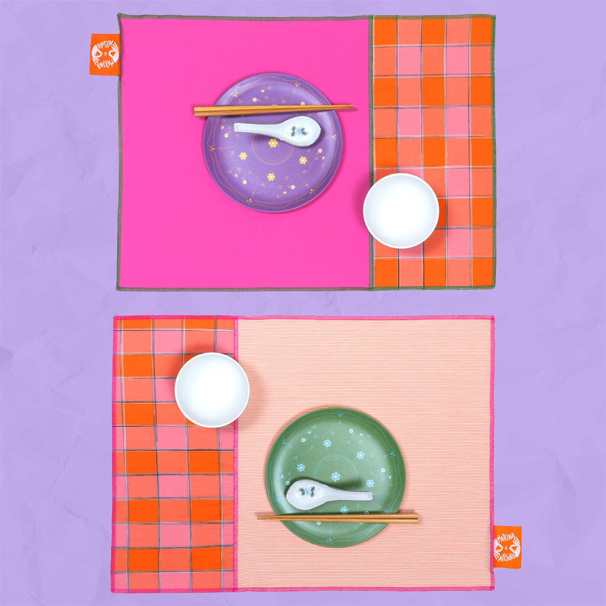 Placemat : BISHU / Check+Pink