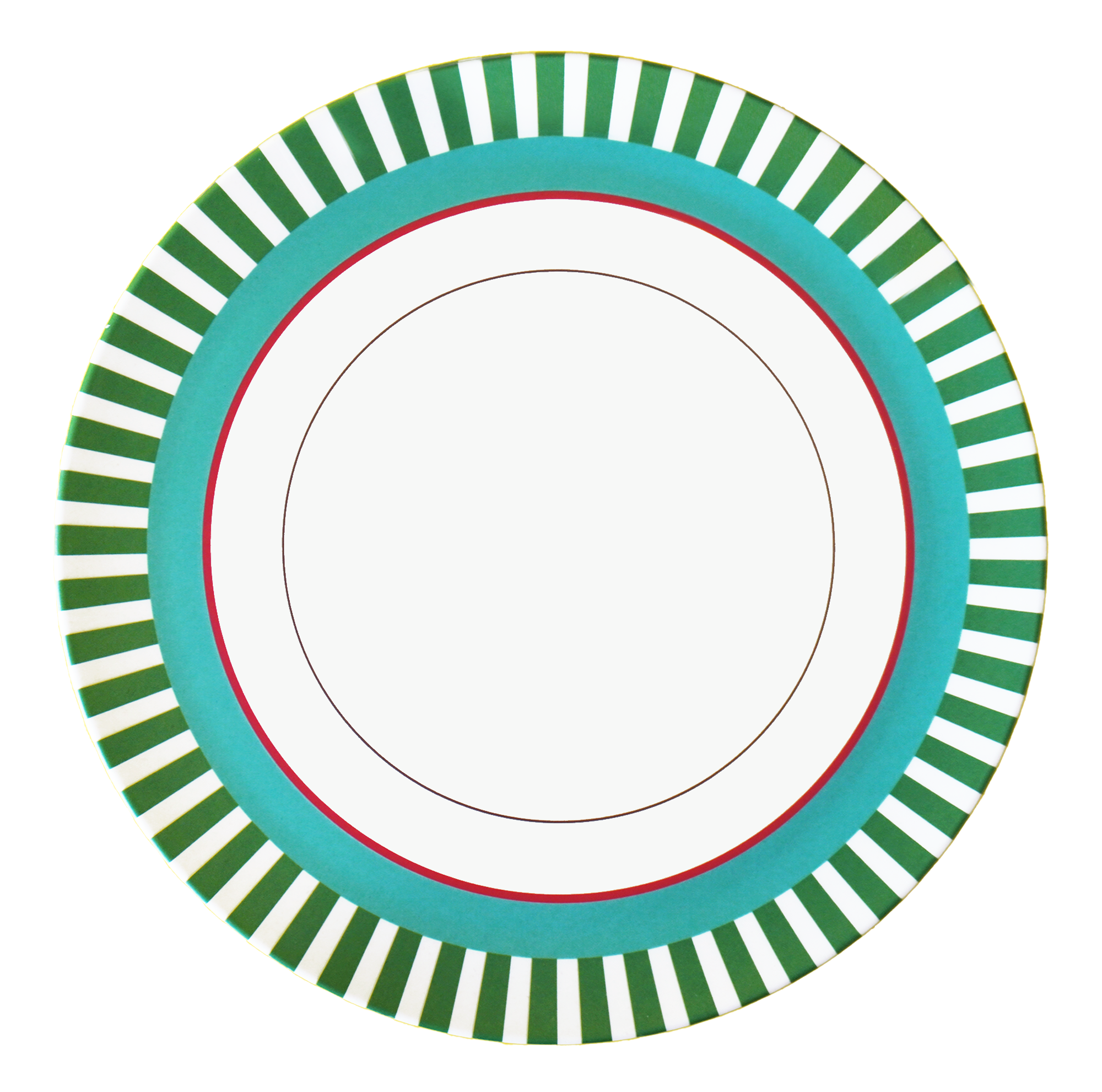 MITSUKO:Dinner Plate / Green Stripe Rim (φ25cm)