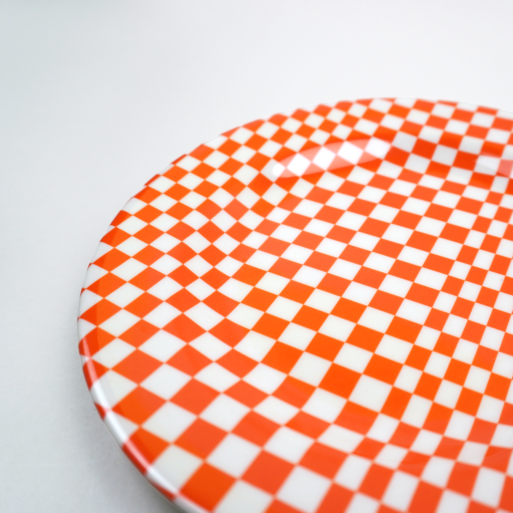 MARINA:Side Plate / Orange Check (φ17.4cm)