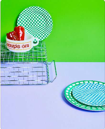 MARINA - Side Plate / Green Check