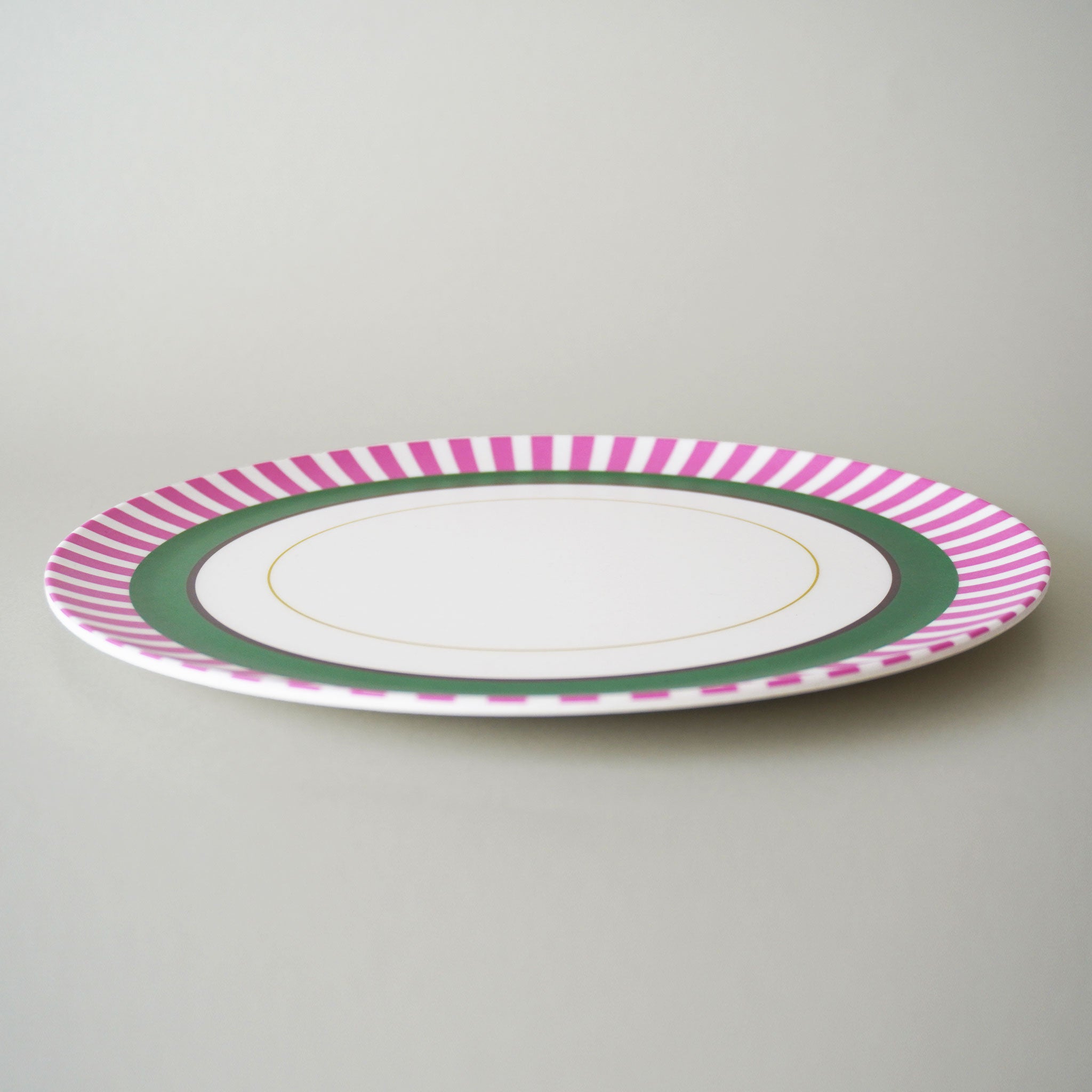 MITSUKO - Dinner Plate / Pink Stripe Rim