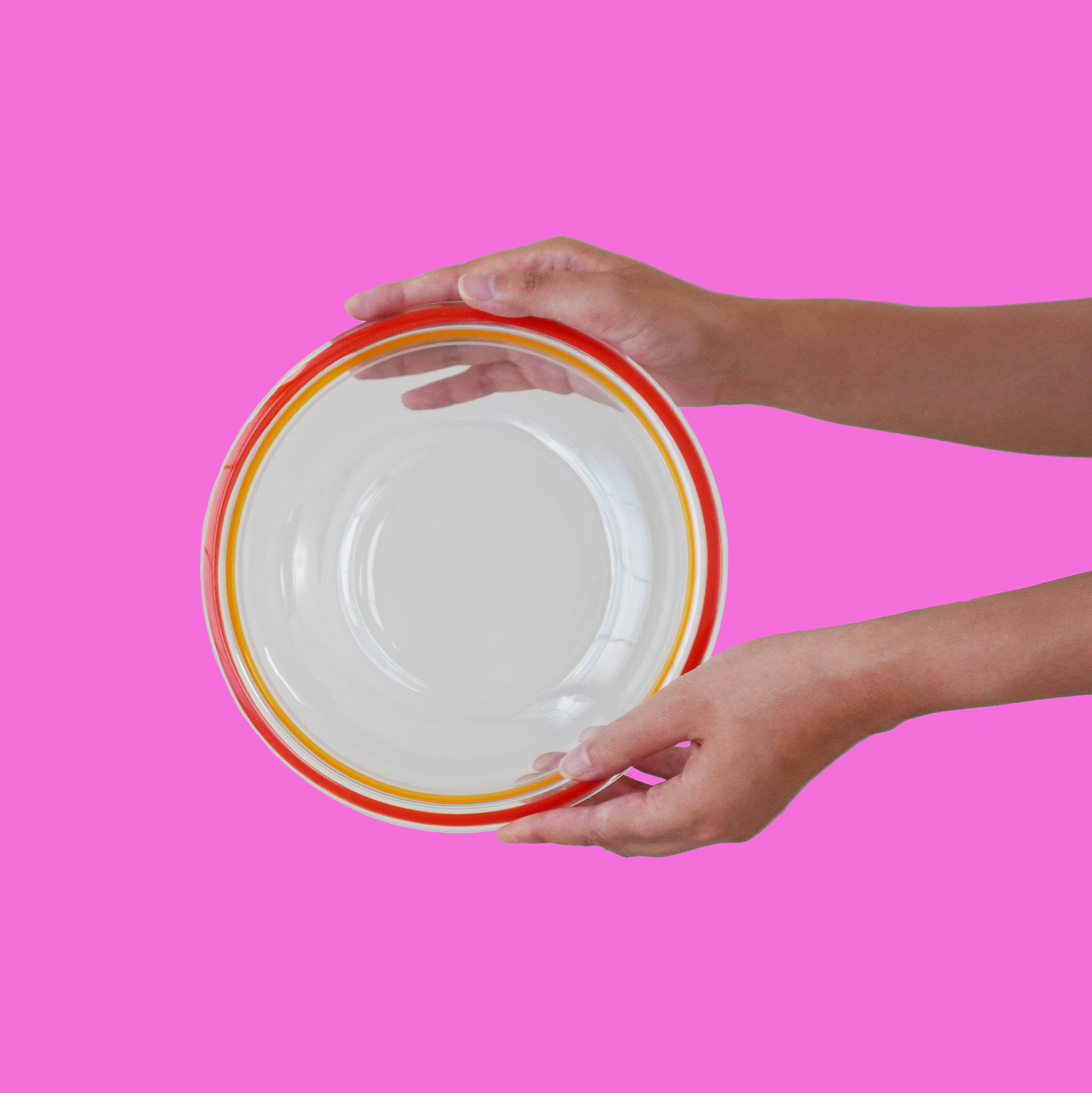 PLATE - GLASS PLATE / ORANGE STRIPE RIM-L