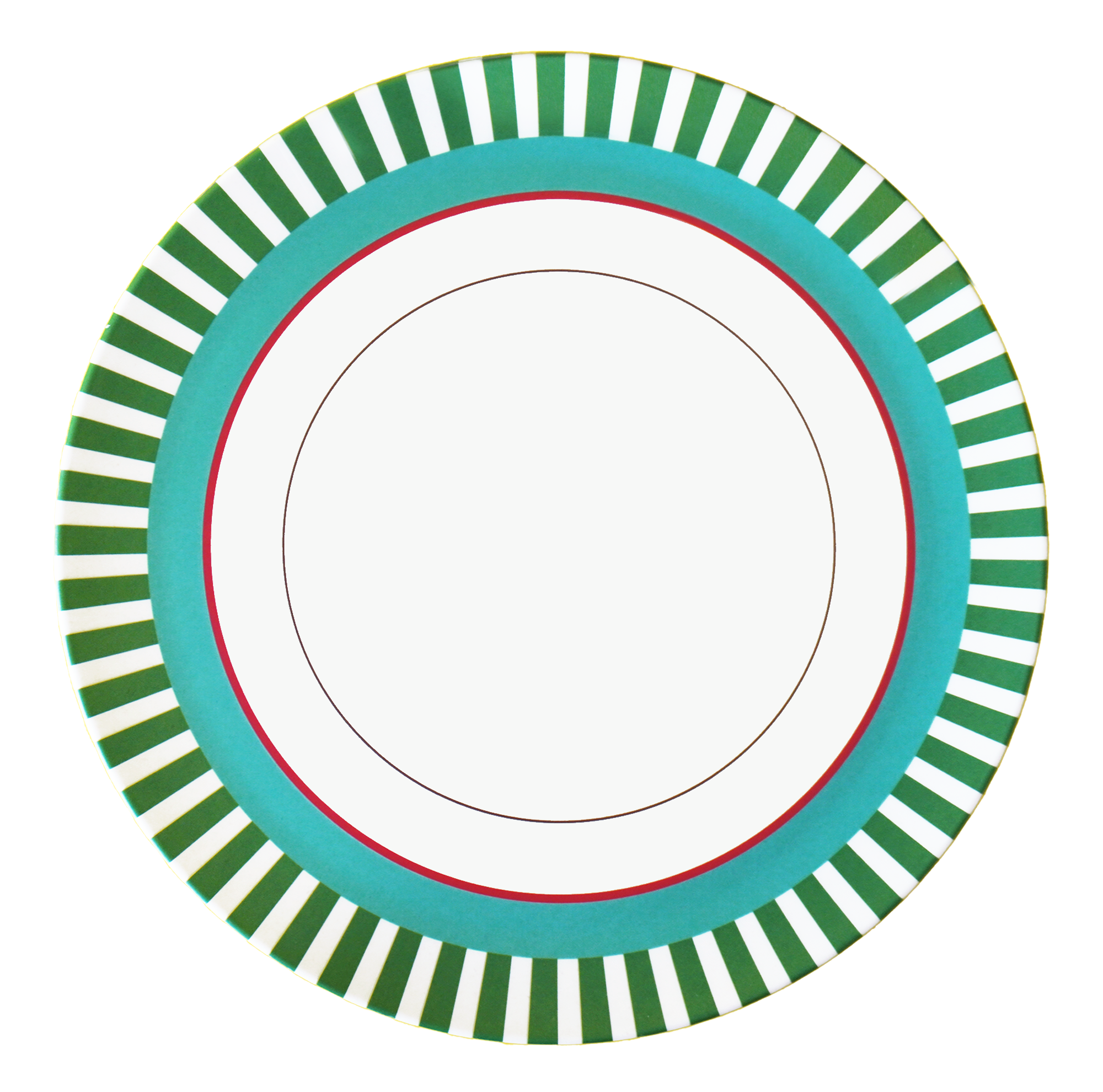 MITSUKO - Dinner Plate / Green Stripe Rim