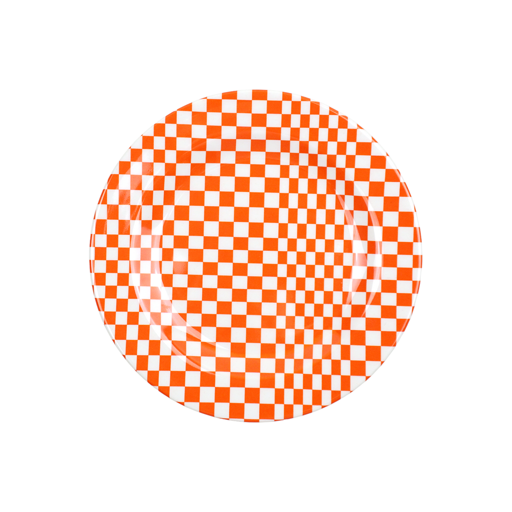 未使用•極小痛み　  『Moonlight Rose』大皿 MARINA：Side Plate / Orange Check (φ17.4cm)